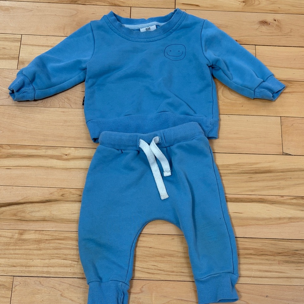 Cozy Blue Baby Smiley Set